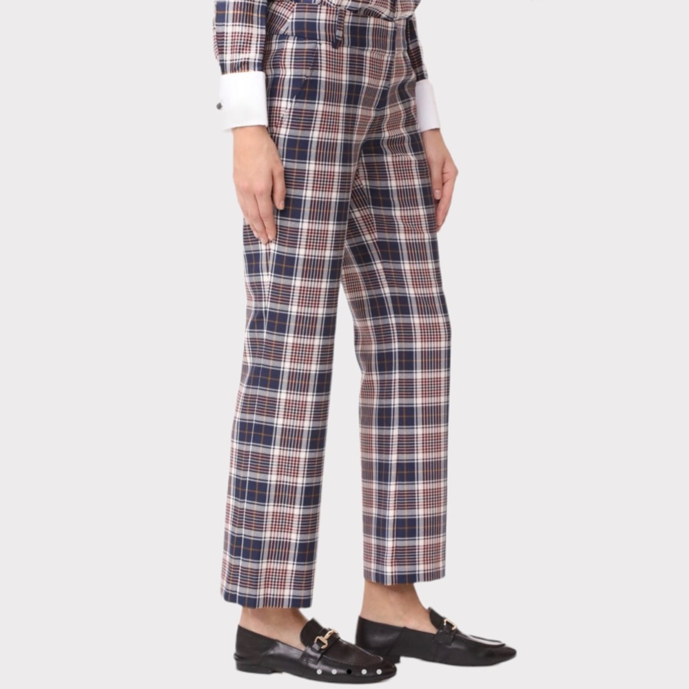 Tory Burch Garrett Plaid Straight Leg Pant